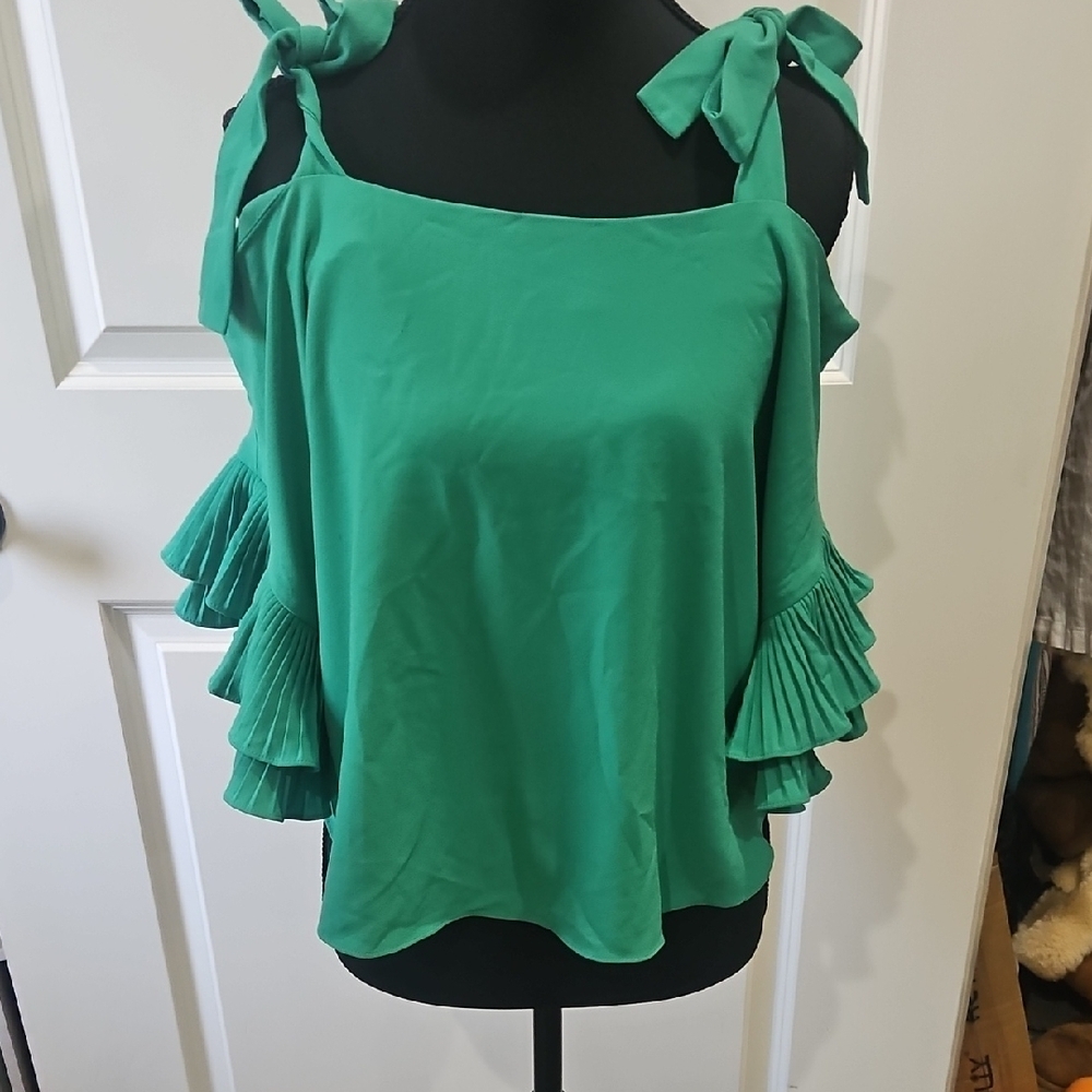 Gianni Bini Emerald Ruffle Sleeve Top